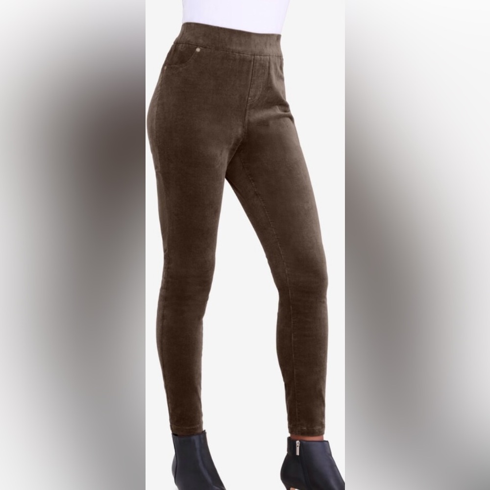 Roaman’s Chocolate Brown Corduroy Leggings Wms Plus sz 30 NWOT